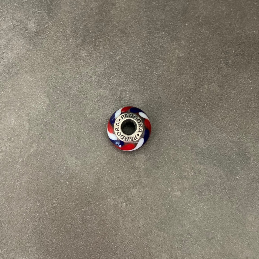 Pandora Red White & Blue glass charm